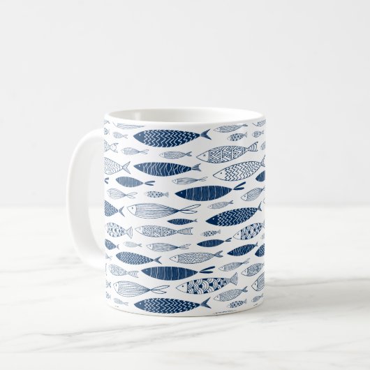 Ocean Beach Nautical Fish Muster Kaffeetasse (Vorderseite Links)