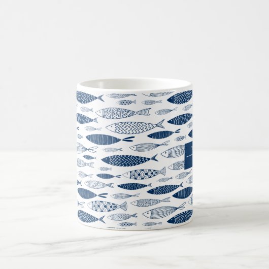 Ocean Beach Nautical Fish Muster Kaffeetasse (Mittel)