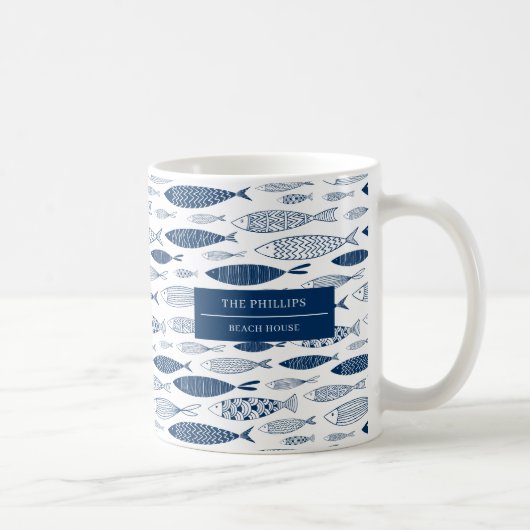 Ocean Beach Nautical Fish Muster Kaffeetasse (Rechts)