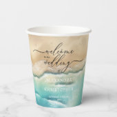 Ocean Beach Niedlich Signature Boho Newly Weds Par Pappbecher (Rückseite)