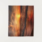 Ocean Beach Orange Sunset Wall Tapestes Wandteppich (Vorderseite)