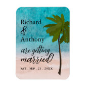 Ocean Beach Palm Hochzeit speichern das Datum Magnet (Vertikal)