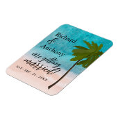 Ocean Beach Palm Hochzeit speichern das Datum Magnet (Linke Seite)