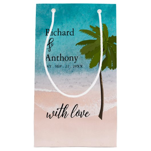 Ocean Beach Palm Tree Gastgeschenk Hochzeit Kleine Geschenktüte (Vorderseite)