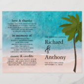 Ocean Beach Palm Tree Hochzeitsprogramm (Vorderseite)