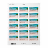 Ocean Beach Palm Tree Wedding Adressaufkleber (Vorne)