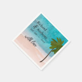 Ocean Beach Palm Tree Wedding Serviette (Ecke)