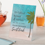 Ocean Beach Palm Tree Wedding Sockelschild (In Situ)