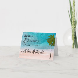 Ocean Beach Palm Tree Wedding Vielen Dank Dankeskarte