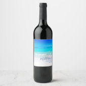 Ocean Beach Personal Aqua Blue Modern Weinetikett (Vorderseite)