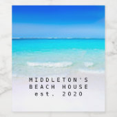 Ocean Beach Personal Aqua Blue Modern Weinetikett (Einzelnes Label)