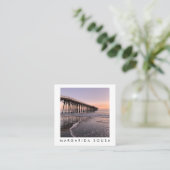 Ocean Beach Pier Sunset Foto Tourismus Quadratische Visitenkarte (Stehend Vorderseite)