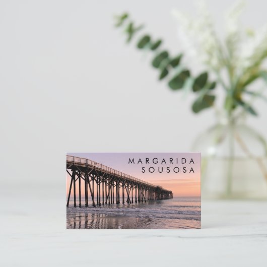 Ocean Beach Pier Sunset Foto Tourismus Visitenkarte (Stehend Vorderseite)