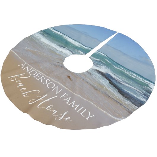 Ocean Beach Polyester Weihnachtsbaumdecke (Schrägansicht)