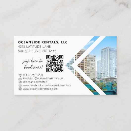 Ocean / Beach Rental Property Manager QR Facebook Visitenkarte (Rückseite)