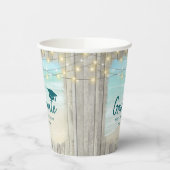 Ocean Beach Rustic Wood Lights Graduate Party Pappbecher (Links)