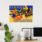 Ocean Beach San Francisco, California Retro Beach Poster (Heimbüro)