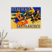 Ocean Beach San Francisco, California Retro Beach Poster (Küche)