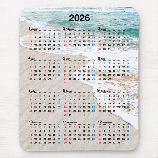Ocean Beach Sand 2026 Calendar  Mousepad (Vorne)