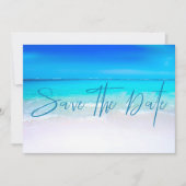 Ocean Beach Sand Destination Blue Modern Save The Date (Vorderseite)