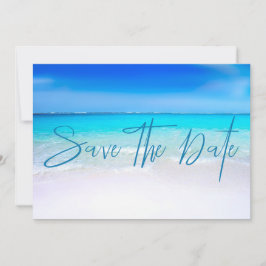 Ocean Beach Sand Destination Blue Modern Save The Date
