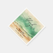 Ocean Beach Sand Watercolor Vielen Dank Serviette (Ecke)