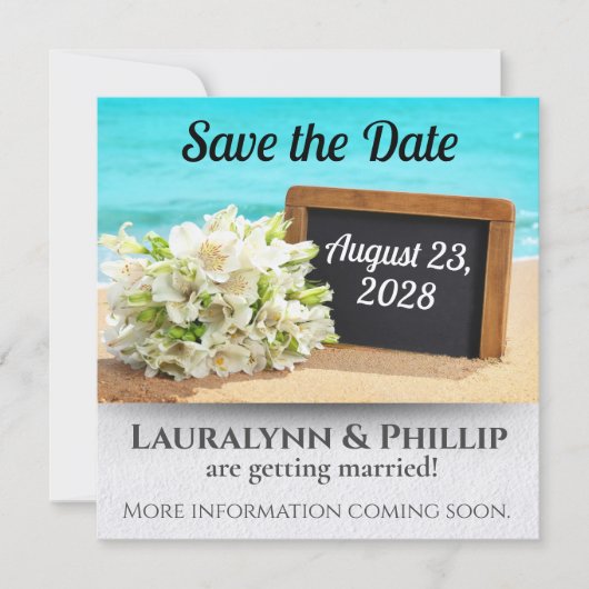 Ocean Beach Save the Date Hochzeit Einladung (Vorderseite)