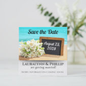 Ocean Beach Save the Date Hochzeit Einladung (Stehend Vorderseite)