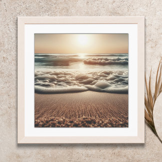 Ocean Beach Scene Coastal Boho Wall Art Poster