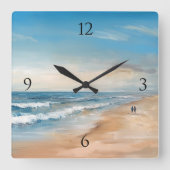 Ocean Beach Scene Malerei Quadratische Wanduhr (Vorderseite)