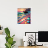 Ocean Beach Scene Seashells Fantasy Art Poster (Heimbüro)