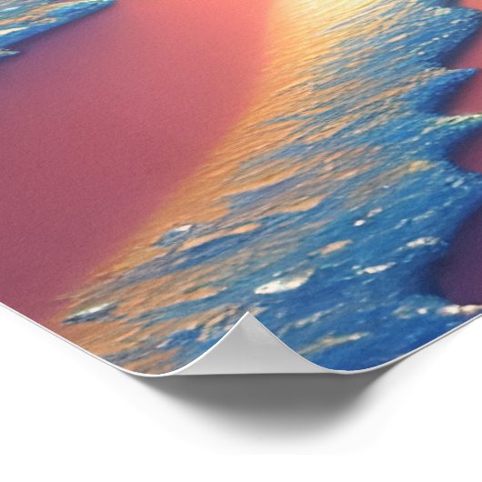 Ocean Beach Scene Seashells Fantasy Art Poster (Ecke)