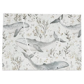 Ocean Beach Sea Gray Whales Baby Dusche Große Geschenktüte (Rückseite)