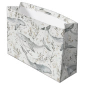 Ocean Beach Sea Gray Whales Baby Dusche Große Geschenktüte (Rückseite Schrägansicht)