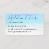 Ocean Beach Sea Holiday Rental Aqua Blue Stilvoll Visitenkarte (Rückseite)