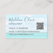 Ocean Beach Sea Travel QR Code Aqua Blue Stilvoll Visitenkarte (Rückseite)