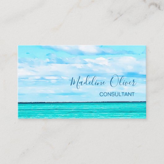 Ocean Beach Sea Travel QR Code Aqua Blue Stilvoll Visitenkarte (Vorderseite)