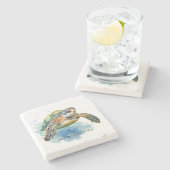 Ocean Beach Sea Turtles Steinuntersetzer (Seitenansicht)