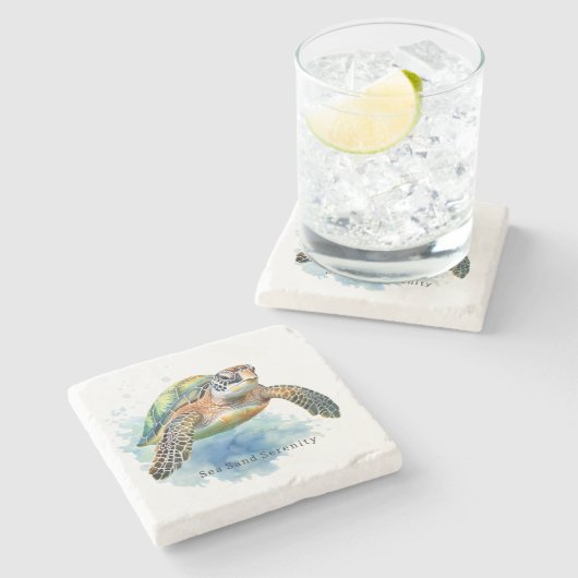 Ocean Beach Sea Turtles Steinuntersetzer (Seitenansicht)