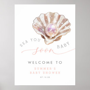 Ocean Beach Sea You Bald Baby Dusche Begrüßungszei Poster