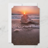 Ocean Beach, Seashell Lights Hochzeitsempfang Einladung (Rückseite)