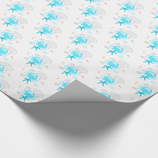 Ocean Beach Seashell Starfish Theme Wrapping Paper Geschenkpapier (Ecke)