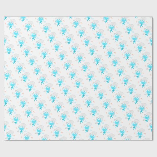 Ocean Beach Seashell Starfish Theme Wrapping Paper Geschenkpapier (Flach)