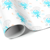 Ocean Beach Seashell Starfish Theme Wrapping Paper Geschenkpapier (Rolleneckpunkt)