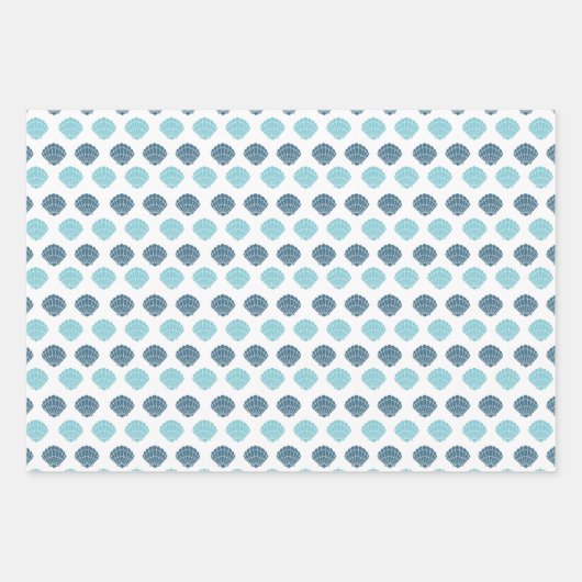Ocean Beach Seashells Blaues Muster Theme Geschenkpapier Set (Vorderseite 3)