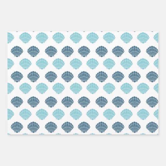 Ocean Beach Seashells Blaues Muster Theme Geschenkpapier Set (Vorderseite 2)