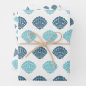 Ocean Beach Seashells Blaues Muster Theme Geschenkpapier Set (Beispiel)