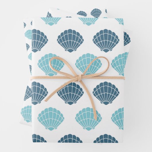 Ocean Beach Seashells Blaues Muster Theme Geschenkpapier Set (Beispiel)