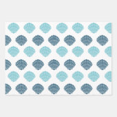 Ocean Beach Seashells Blaues Muster Theme Geschenkpapier Set (Vorderseite)