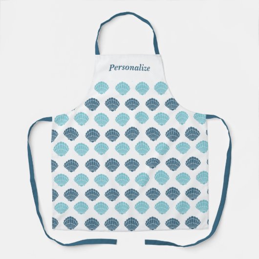 Ocean Beach Seashells Blue Personalisiert Cooking Schürze (Vorderseite)